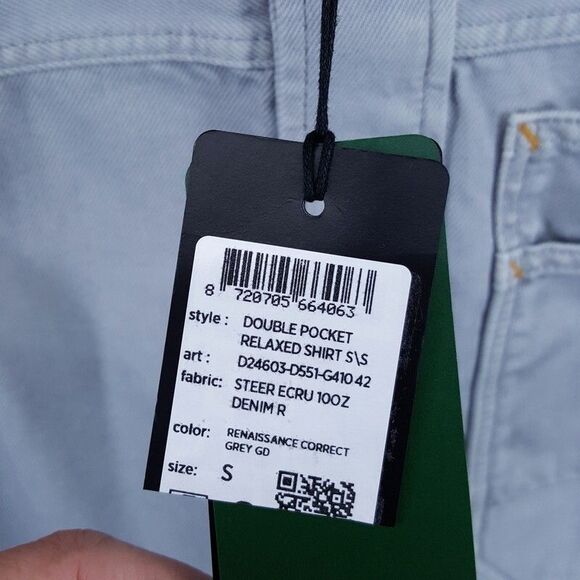G-STAR RAW Shirt Mens Small Gray Denim Double Pocket Relaxed Short Sleeve $170 - Picture 5 of 10